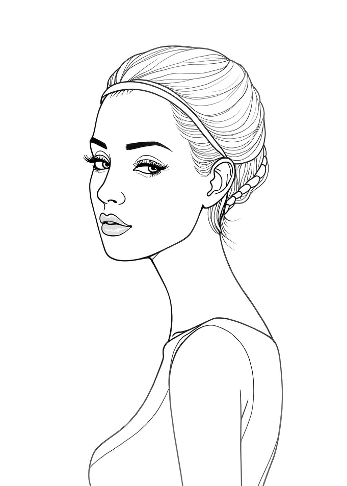Elegant Woman Line Art Portrait