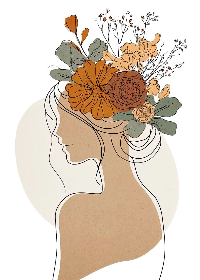 Floral Woman Line Art