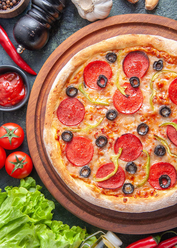 Pepperoni Pizza with Vegetables