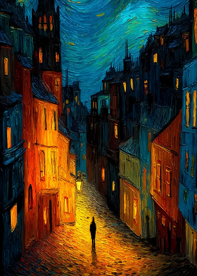 Night Street Scene Painting