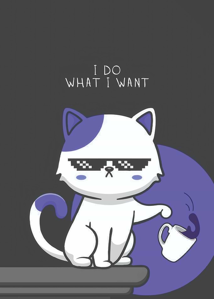 Cool Cat Spilling Coffee Cartoon