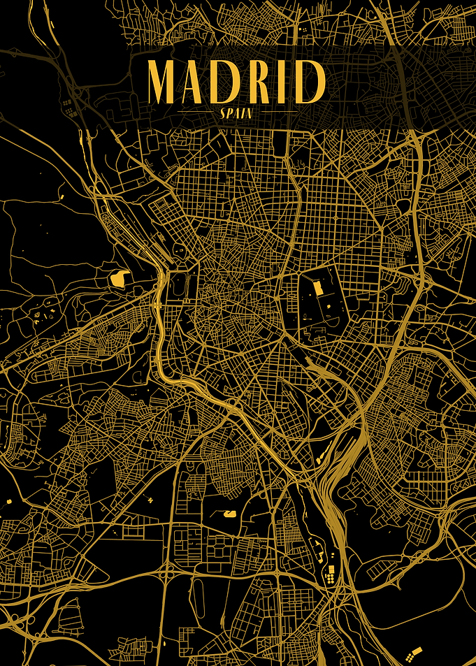 Madrid Golden Map Art