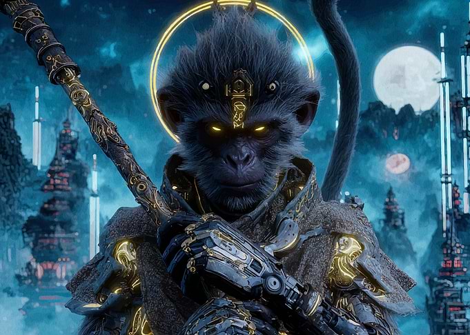 Monkey King futuristic digital art