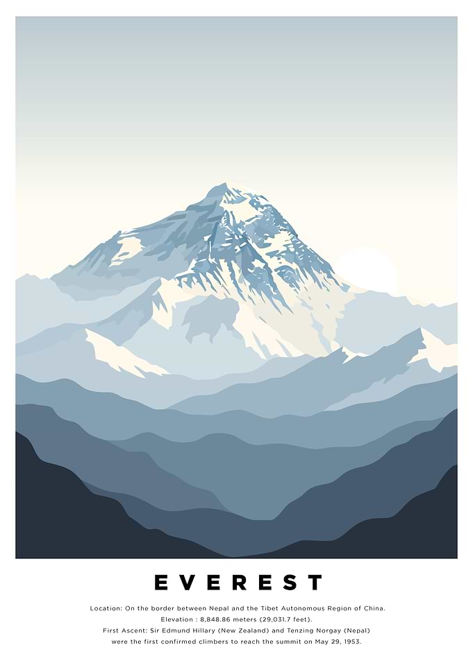 Mount Everest Minimalist Landscape Poster