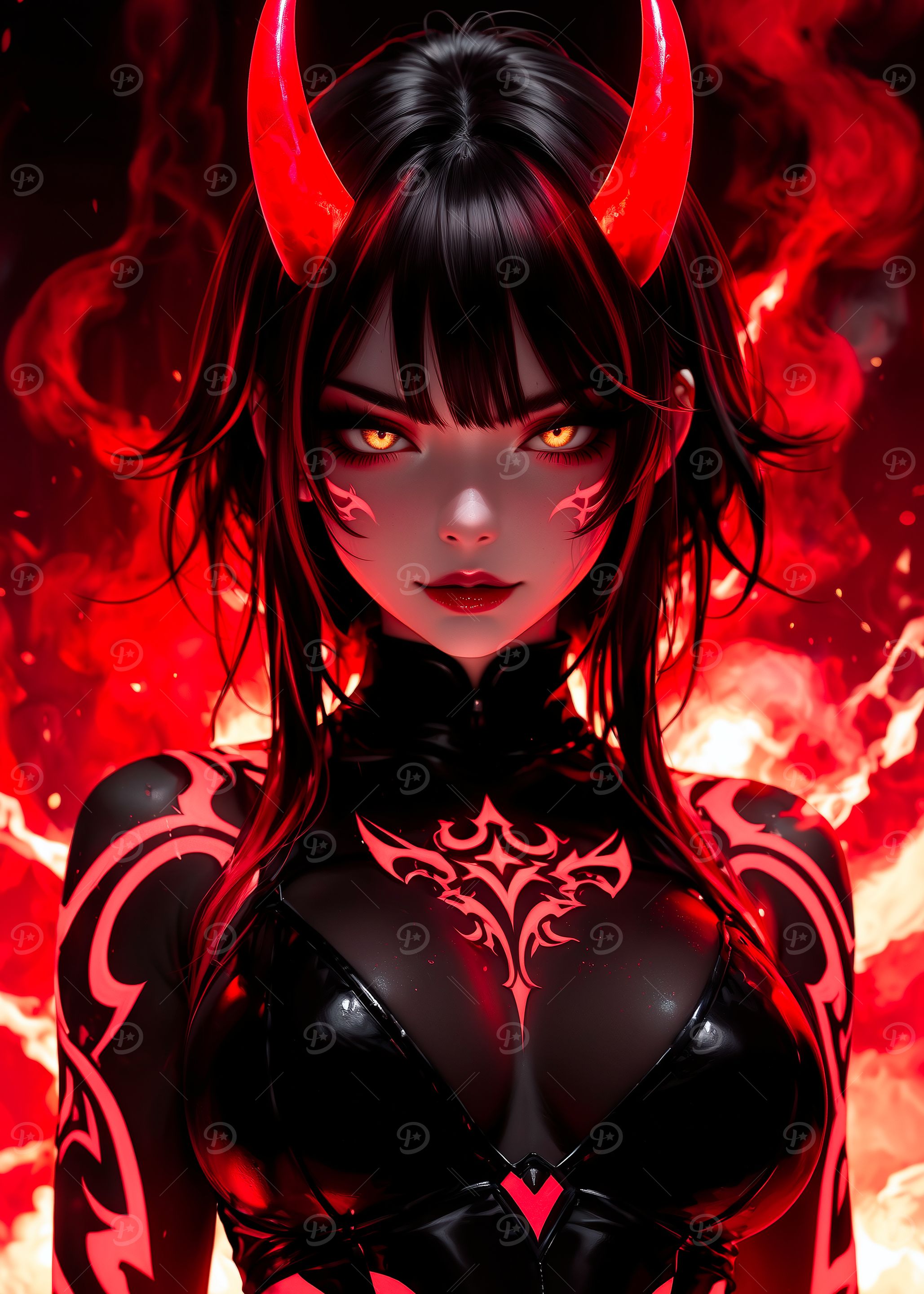 Fiery Devil Woman Portrait