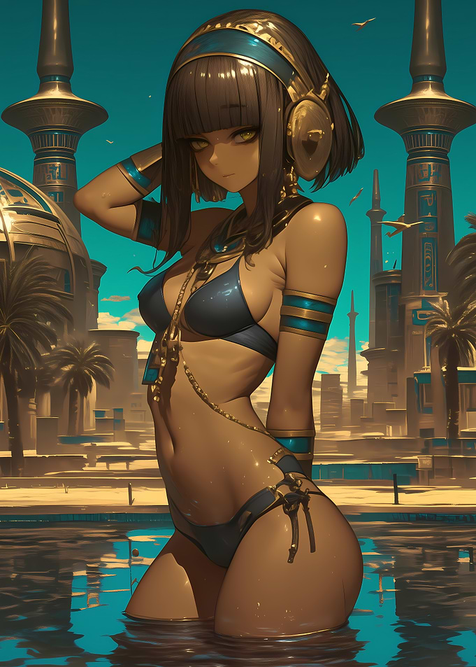 Egyptian Anime Girl in Water