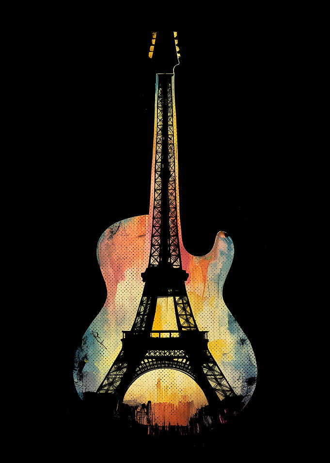 Eiffel Tower Guitar Art