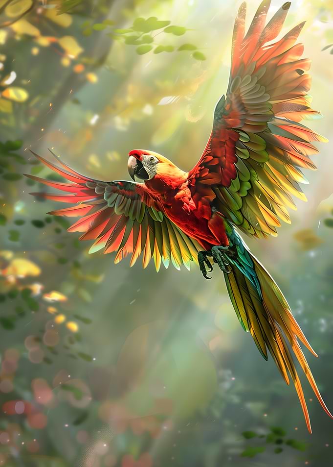 Colorful Parrot in Flight