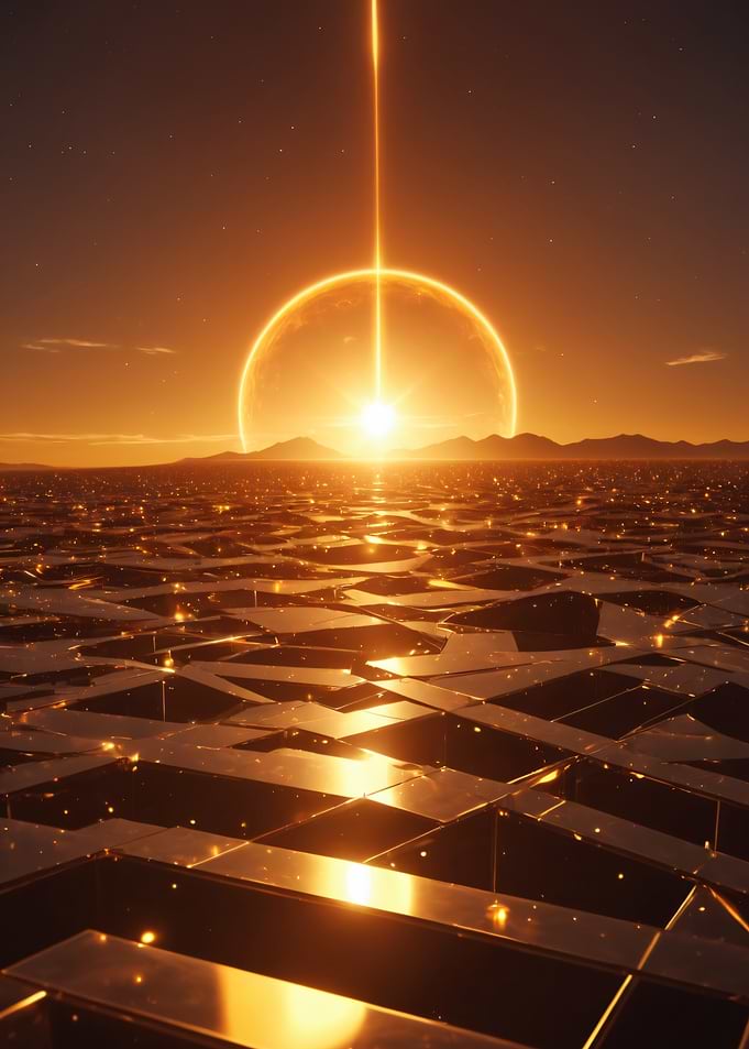 Golden Dawn Protocol – Abstract Sci-Fi Horizon