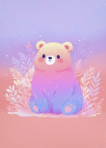 Pastel Bear Floral Animal
