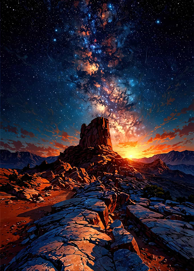 Desert Mountain Under Starry Sky