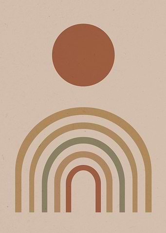 Minimalist Rainbow and Sun Art Print
