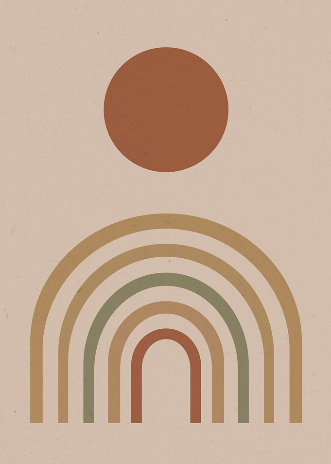 Minimalist Rainbow and Sun Art Print