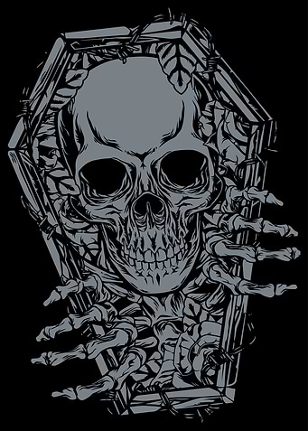 Skull Coffin Barbed Wire Illustration