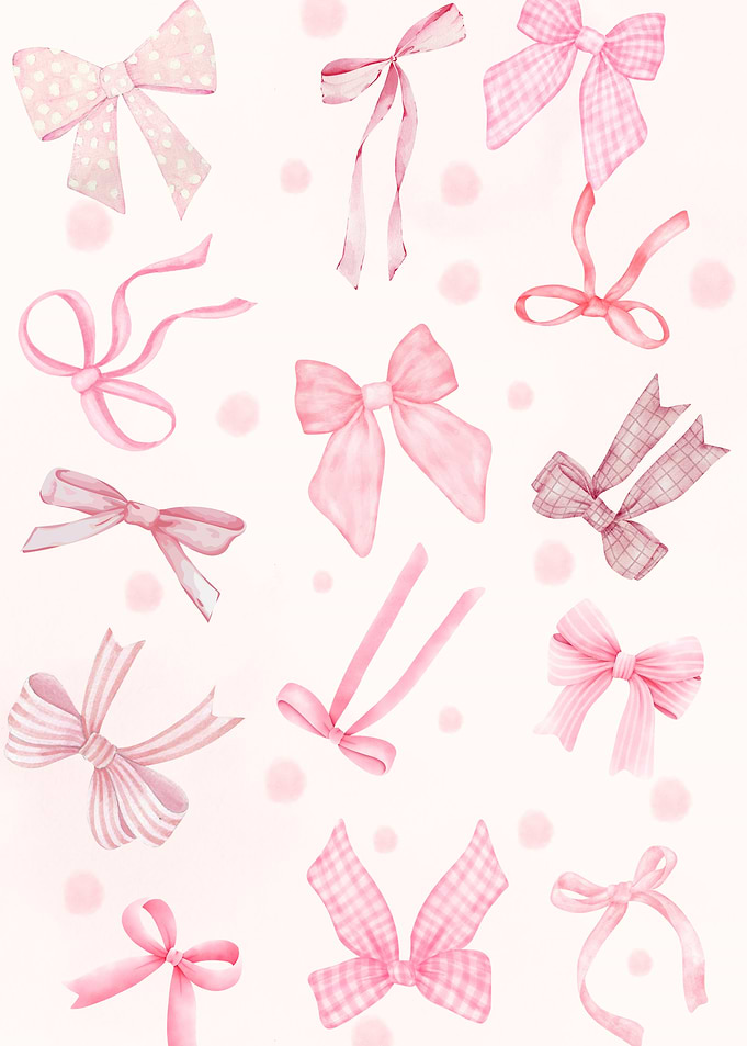 Pink Bows Watercolor Pattern