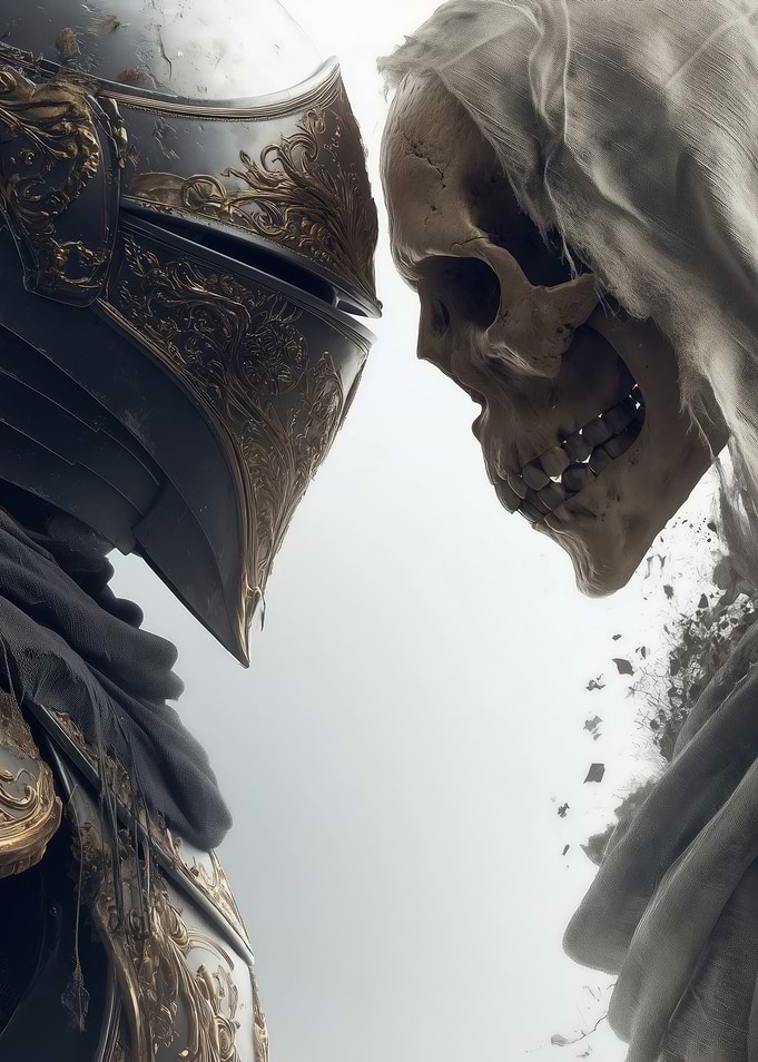Medieval Fantasy Knight vs Skeleton Skull Duel
