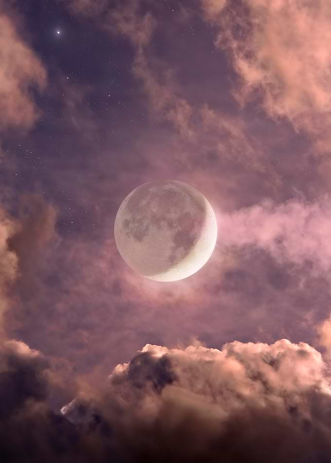 Crescent Moon in Cloudy Sky
