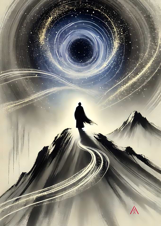 Wandering Monk Before the Cosmic Eye
