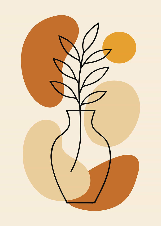 Minimalist Vase with Plant Illustration