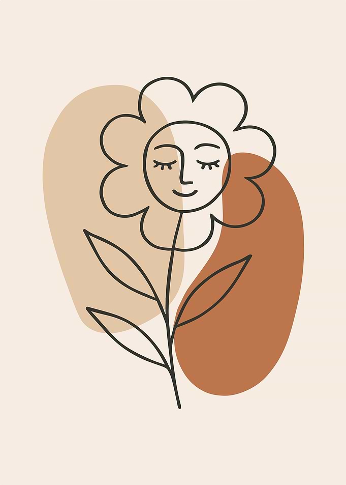 Minimalist Flower Face Line Art