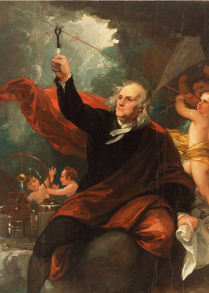 Benjamin Franklin's Kite Experiment Painting