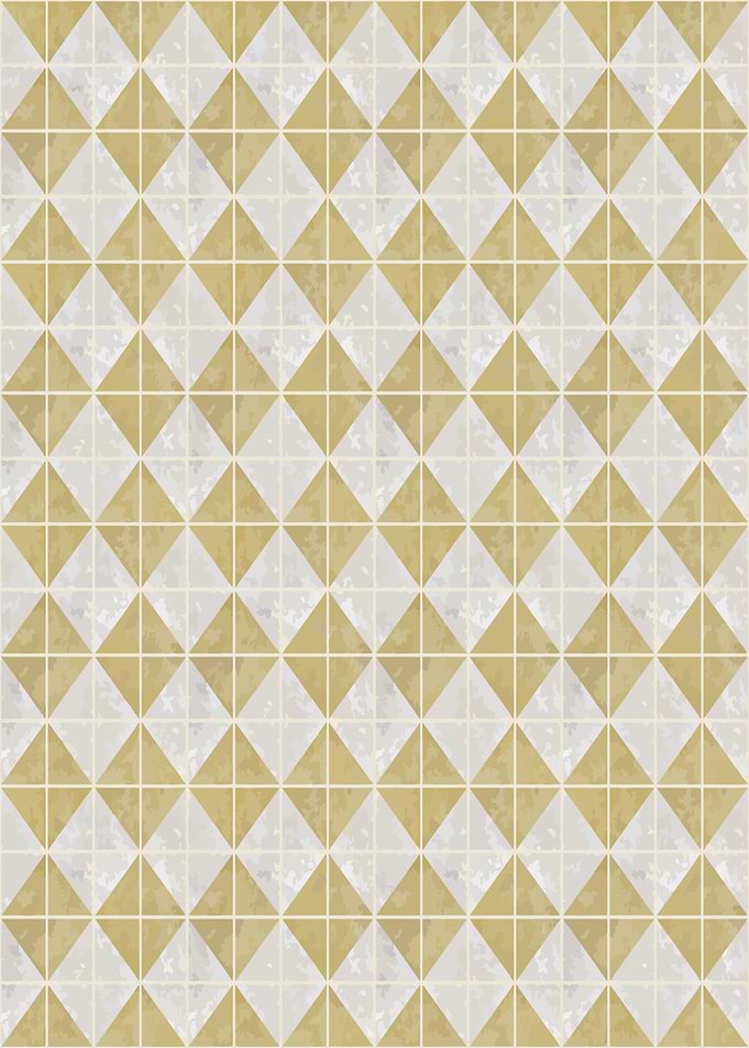 Geometric Diamond Pattern in Gold and White
