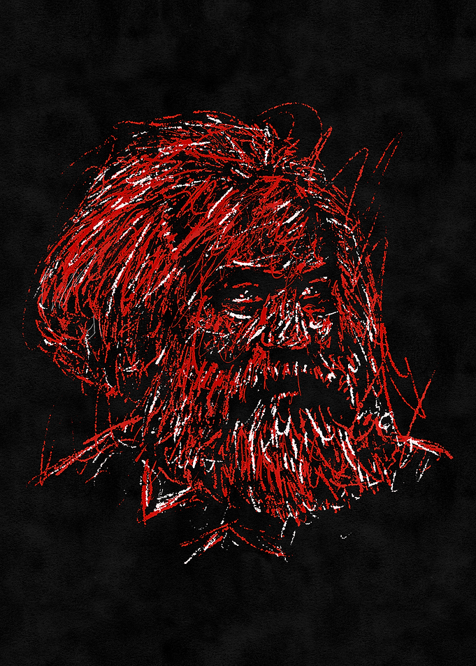 Red and White Sketch Portrait
