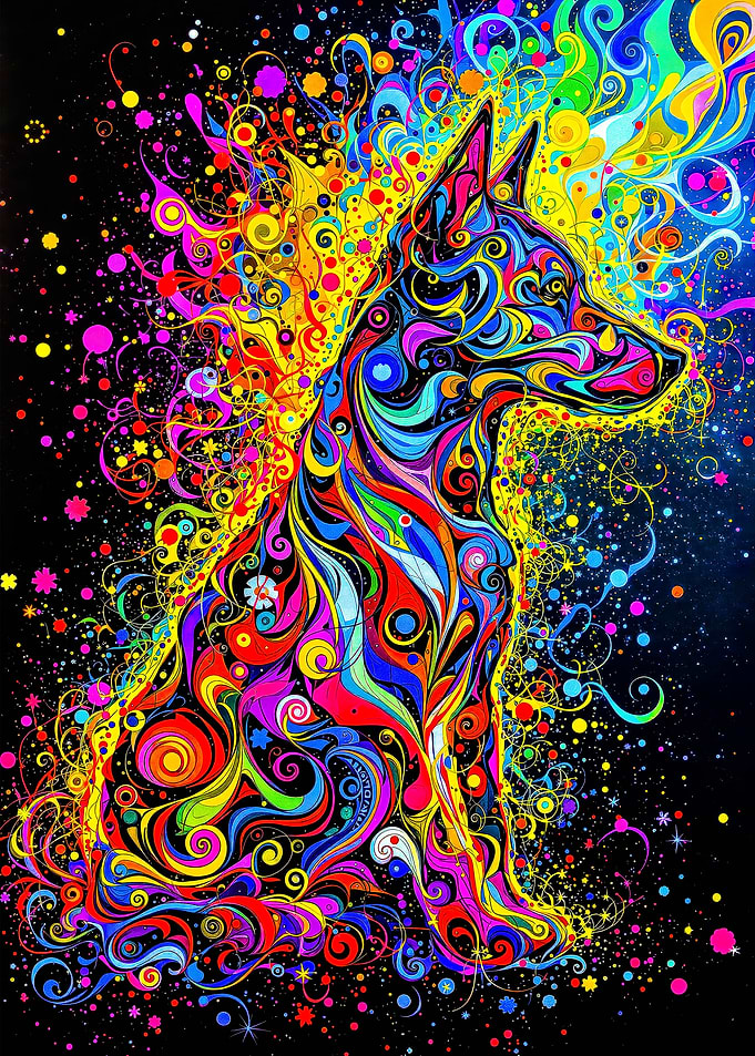 Colorful Abstract Dog Portrait