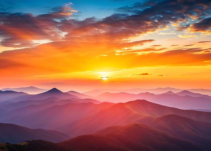 Mountain Range at Sunset