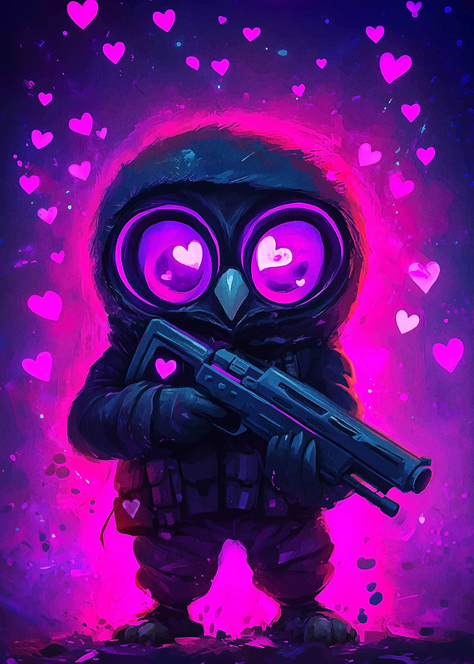 Owl Soldier with Hearts