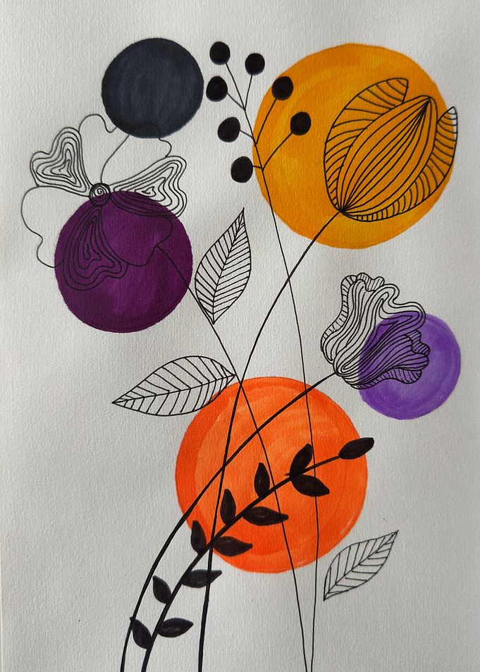 Bold Bloom: Abstract Circles in Harmony