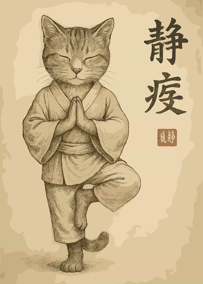 Zen Cat in Meditation Pose