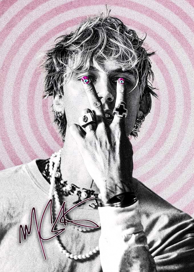 Machine Gun Kelly Portrait with Hypnotic Background