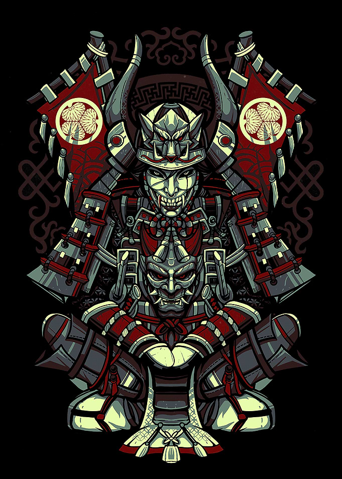 Samurai Warrior with Oni Mask