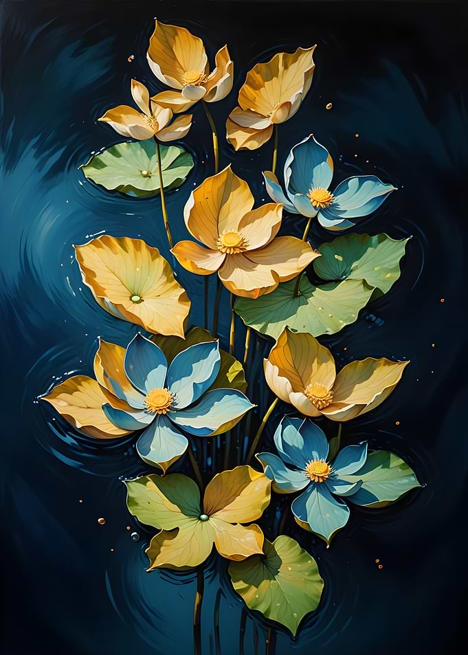 Floral Water Lily Pond Art