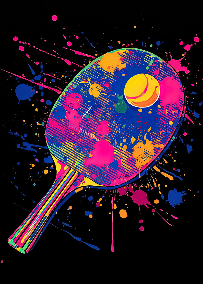 Colorful Table Tennis Paddle and Ball