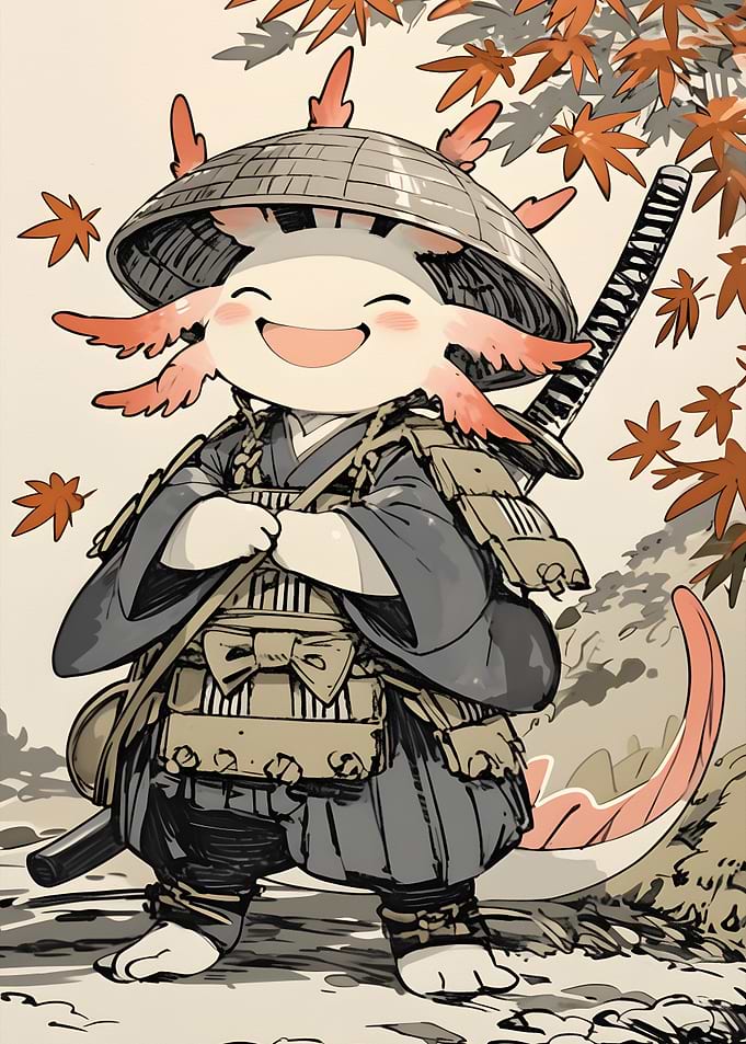 Axolotl Samurai in Autumn