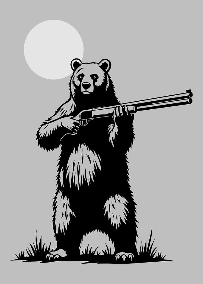 Bear with Shotgun Illustration