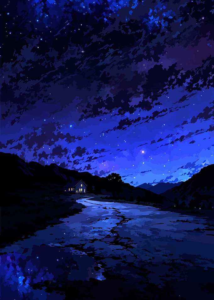 Night Sky House Landscape