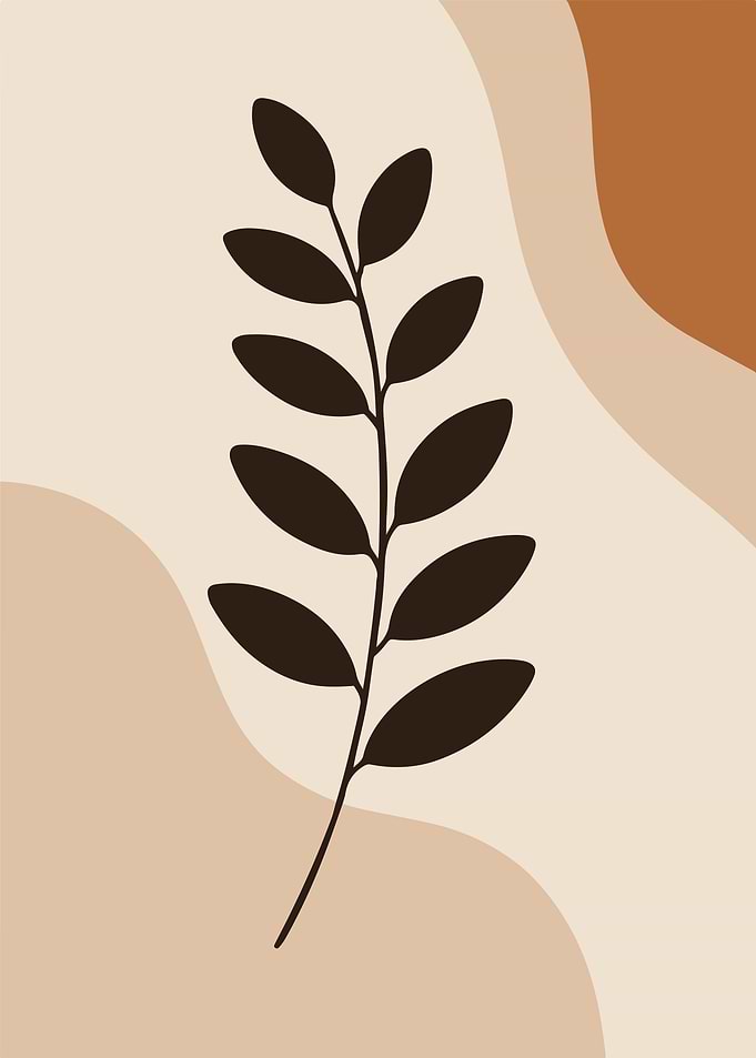 Minimalist Leaf Art with Neutral Tones