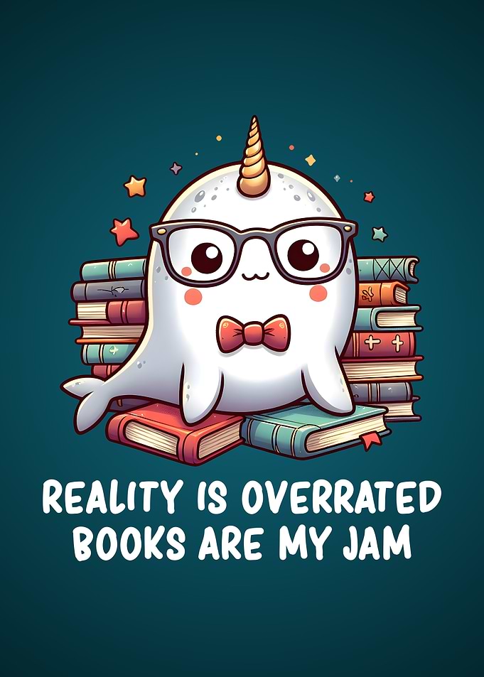Introvert Humor Cute Narwhal Reading Books