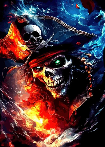 Fiery Pirate Skull Portrait