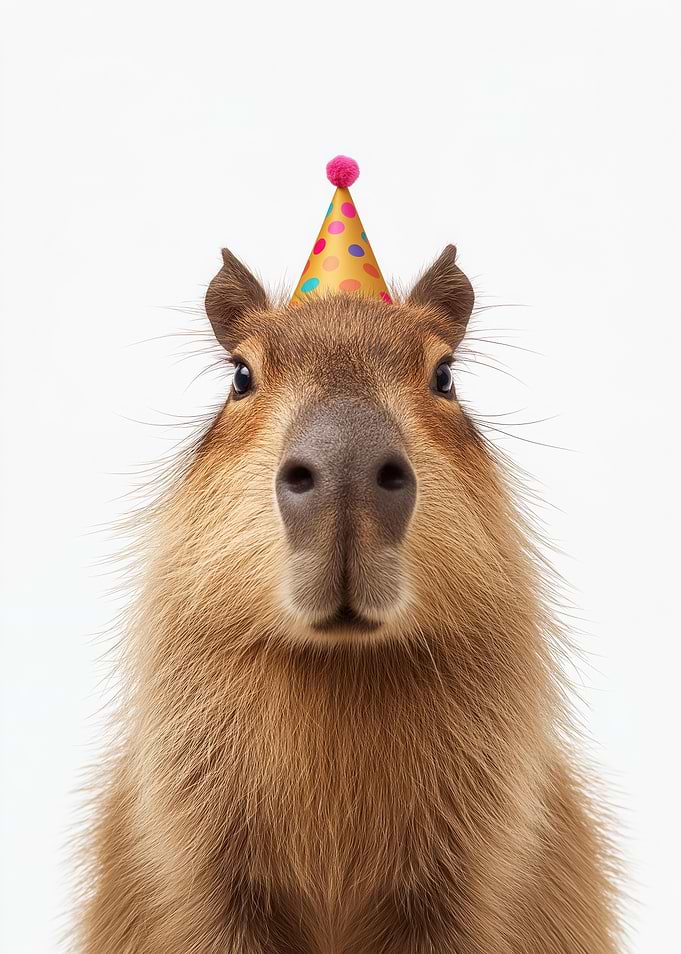 Capybara with Birthday Hat