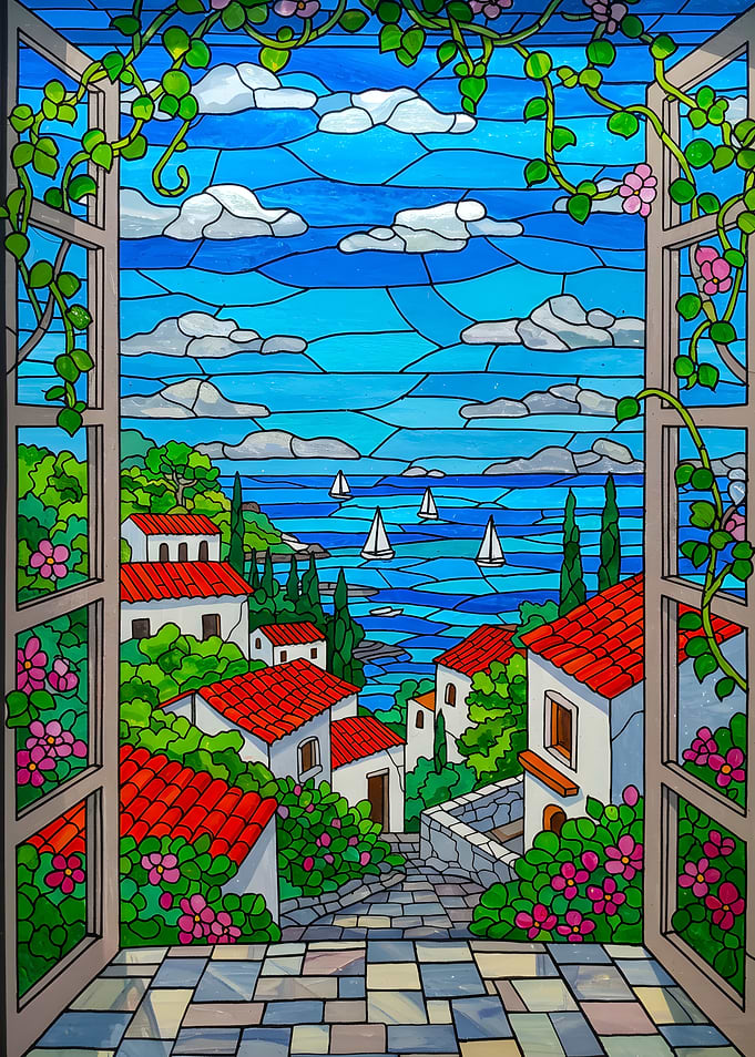 Stained Glass Window Seascape