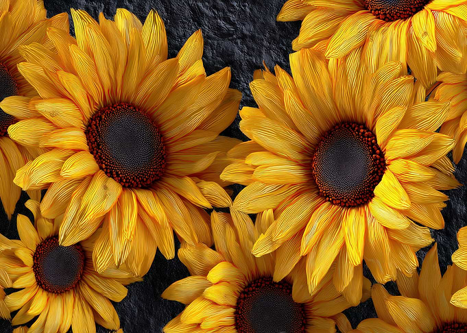 Sunflower Bloom on Dark Textured Background