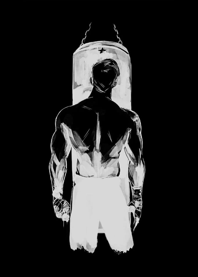 Boxer and Punching Bag Illustration