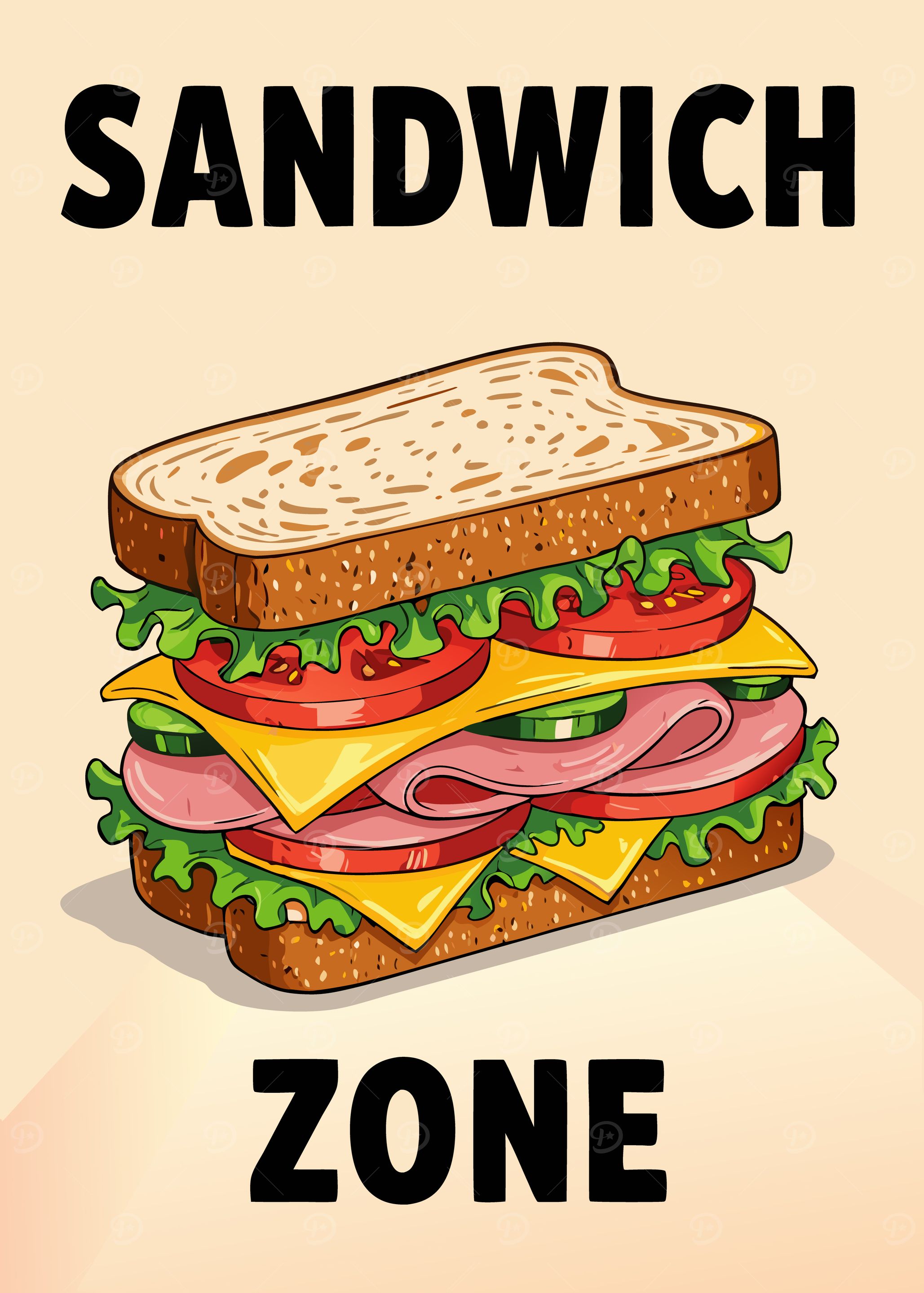 Sandwich Zone Cartoon Illustration