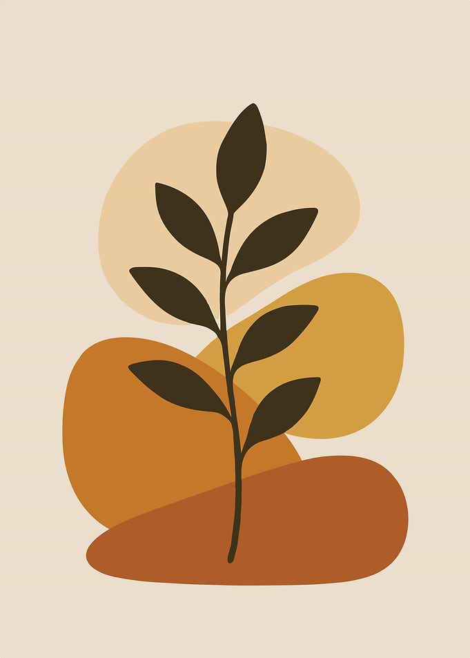 Abstract Plant Art with Earth Tones