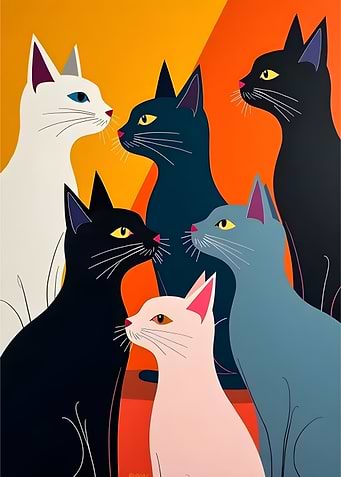 Colorful Cats Portrait