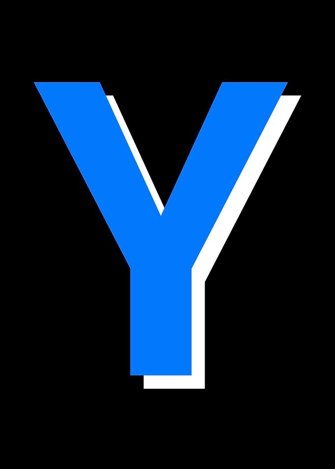 Blue Letter Y on Black Background